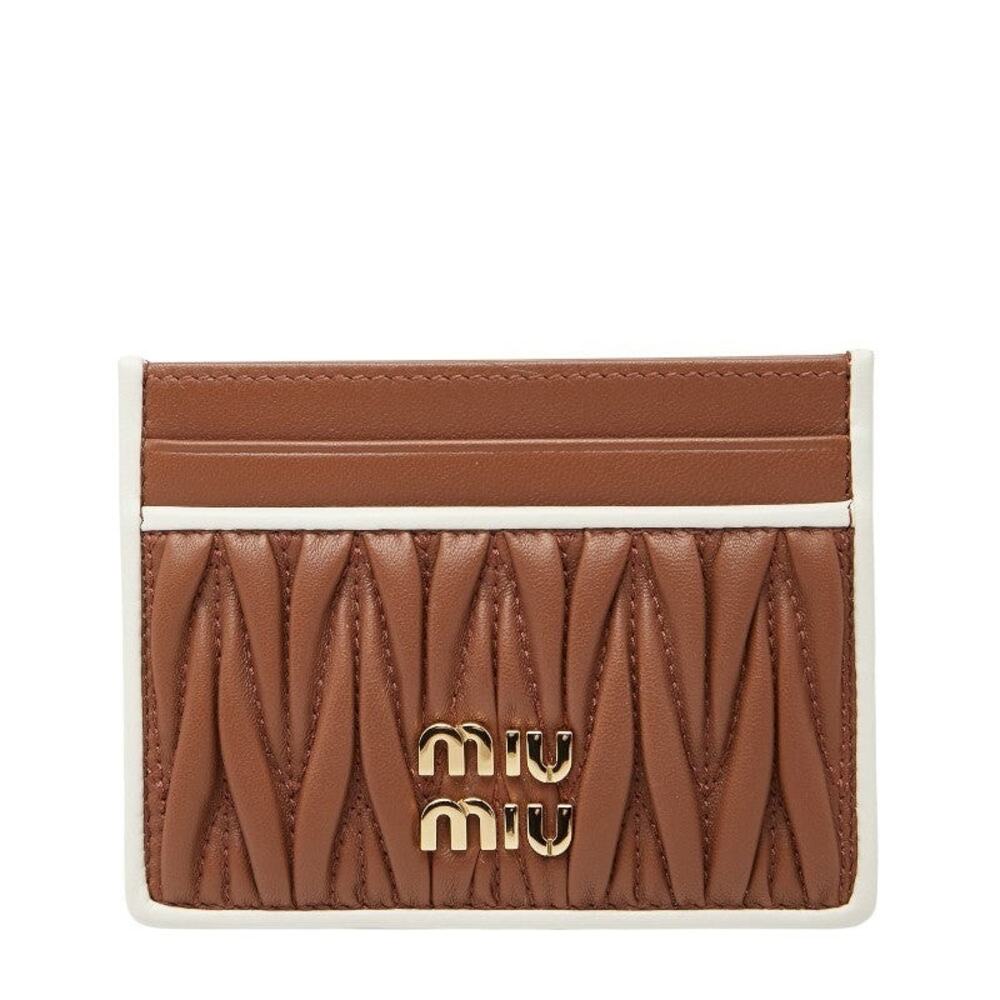 Miu Miu Matelasse Leather Card Pass Case Brown
